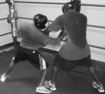 Boxers sparring in preparation for a tournament