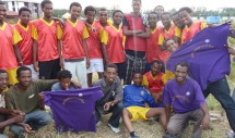 Title: Anthropology Soccer Team, Hawassa University Ethiopia Caption: Hawassa University Department of Anthropology's Soccer Team and fellow undergrads, glowing after defeating the Department of Veterinary Science, 2-1, October 22, 2011. Like most university students in Ethiopia, they have very little money to spend so dedicating the department to purple tee-shirts shows tremendous commitment to the sport and their chosen discipline.  