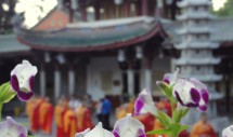 Title: Jewels of the Sangha Caption: Xiamen, China - August 2010 It was dusk at Nanputuo Temple, and waves of chanting slowly rocked the summer air. These monks slowly filed across the courtyard to join their brothers in the main hall.