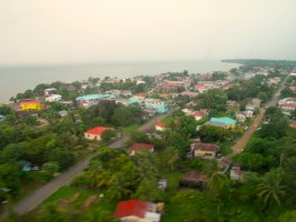 An aerial view of the Punta Gorda Town in southern Belize, where the author is conducting research on health and health services. Photo by douglas c reeser.
