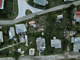 Aerial kite photograph of Danville Aarons garden in Barbuda