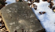 Fallen tombstone at Odd Fellows Cemetery