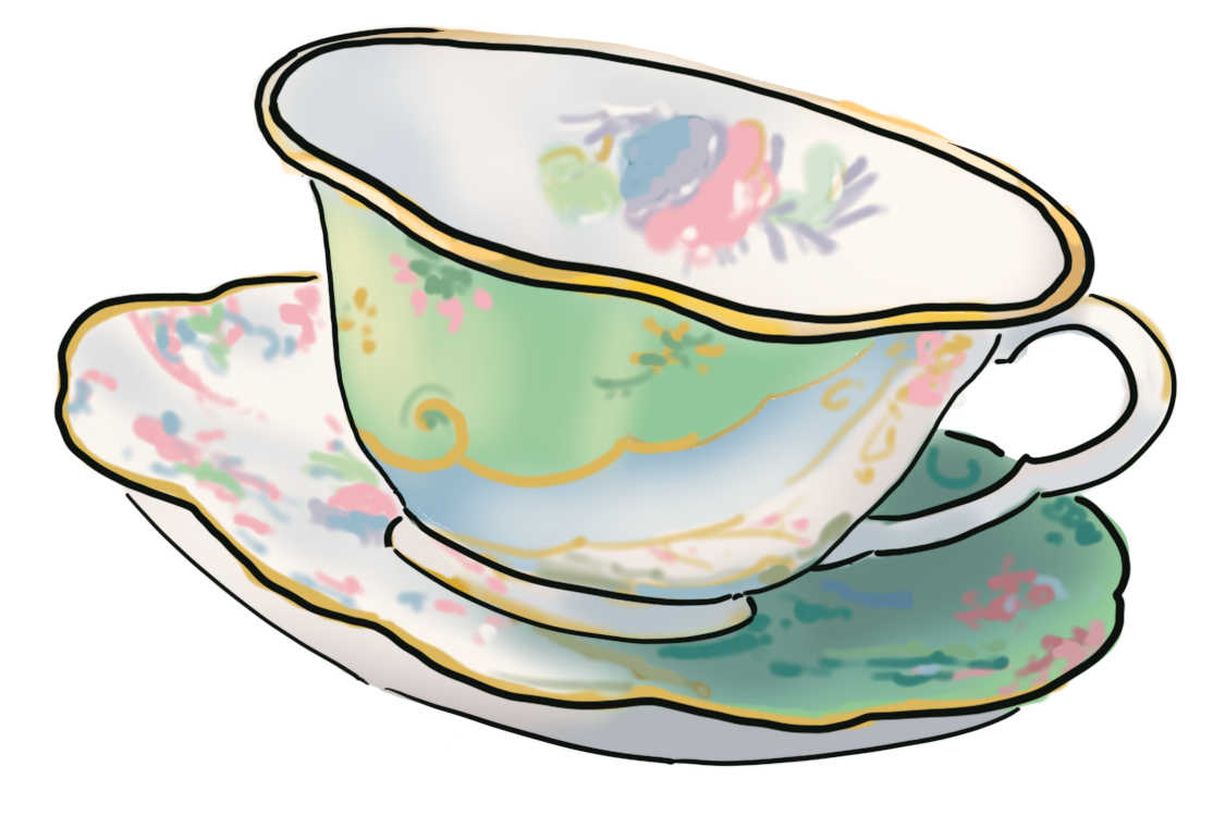 An illustration of a teacup and saucer.