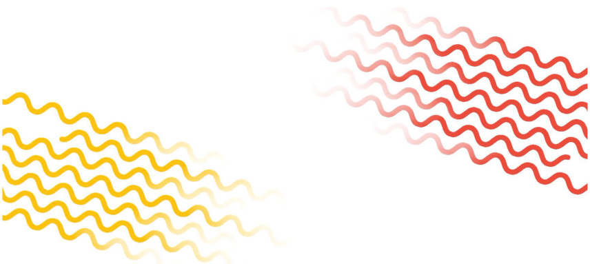 Illustration of wavy red and yellow lines