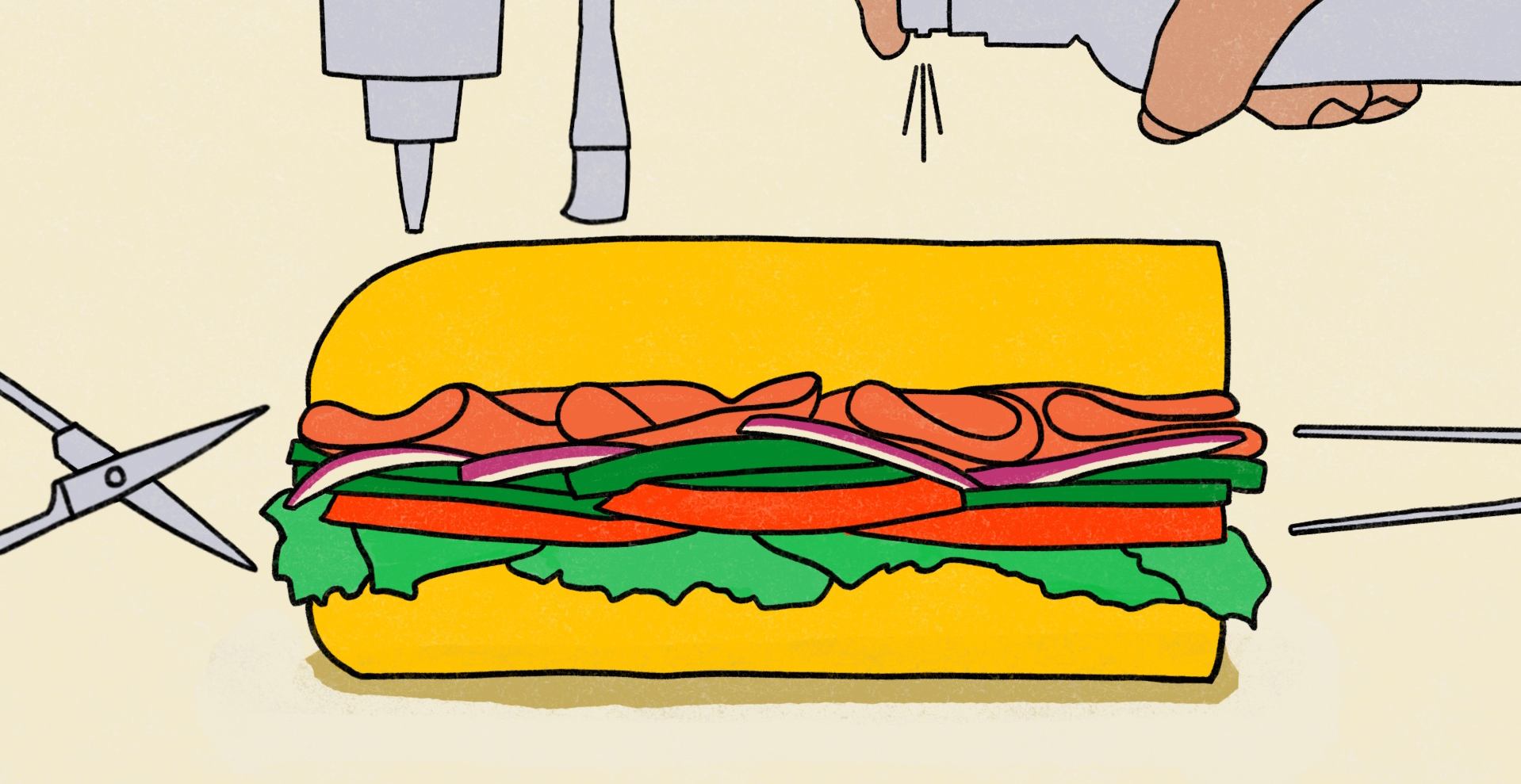 Drawing of a sub sandwich.