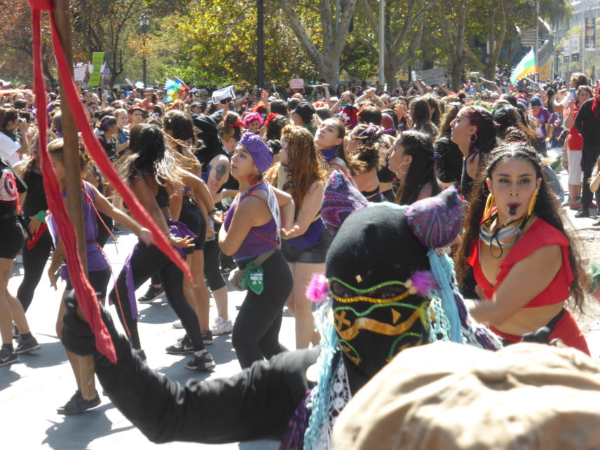 Scene from women’s march in Santiago