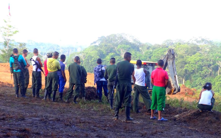 Photograph of FARC ex-combatants in a disarmament camp in Colinas, Guaviare, in the south of Colombia.
