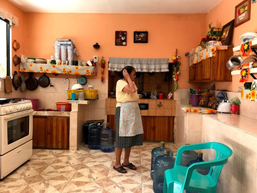 Photograph of a woman in a kitchen