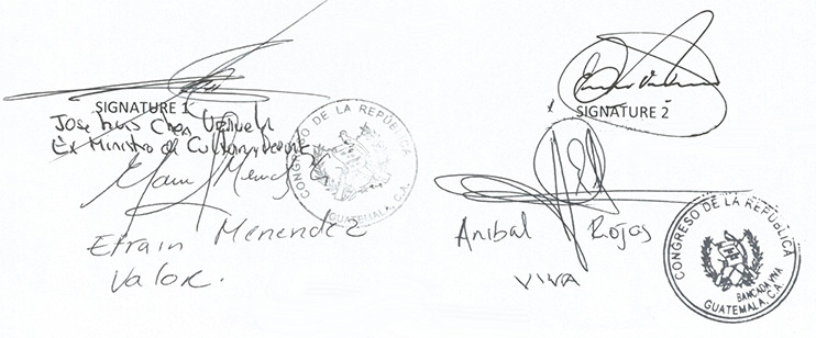 Photograph of a collection of signatures