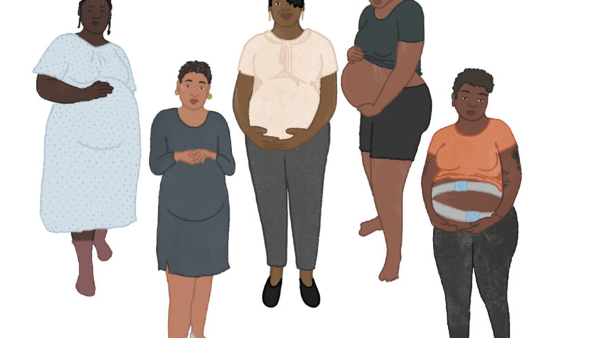 Illustration of five pregnant Black women