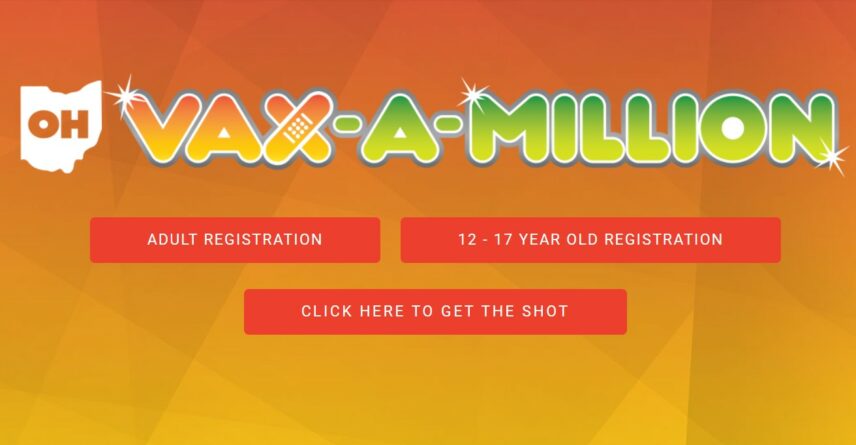 Screenshot of the Ohio Vax-a-Million website.