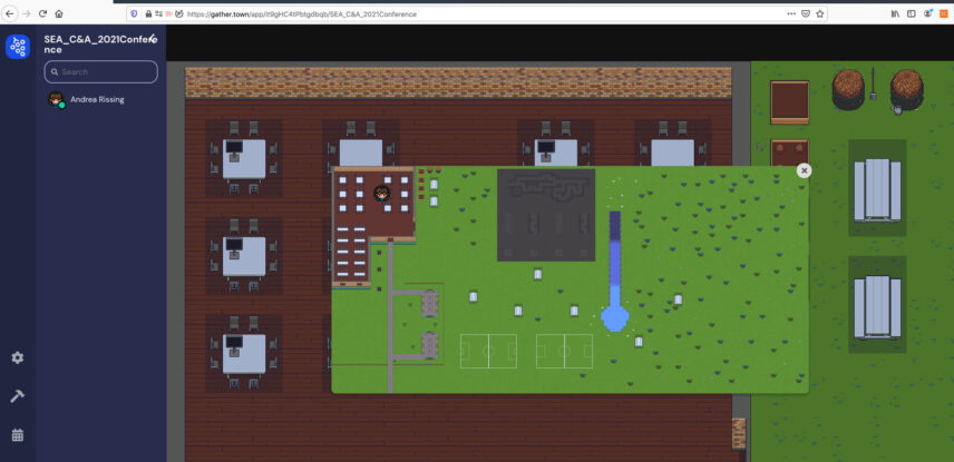 Screenshot of an online meeting room in Gather