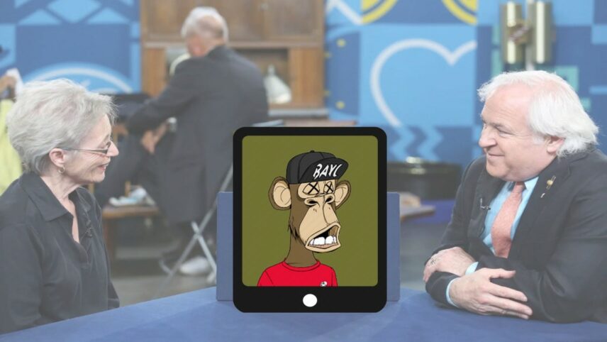 A still of a video with an illustrated graphic incorporated