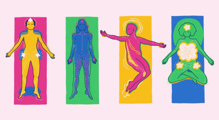 Illustration of four people in different poses