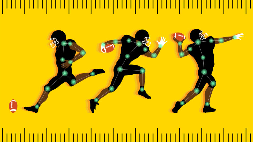 Illustration of football players on a yellow background