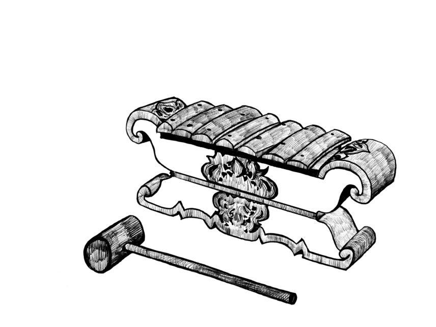 illustration of a saron, an instrument