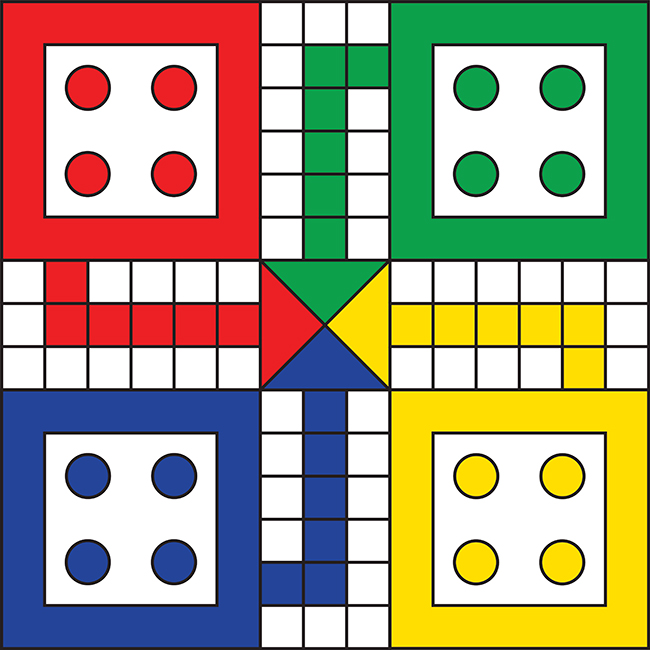 Illustration of a Ludo game board
