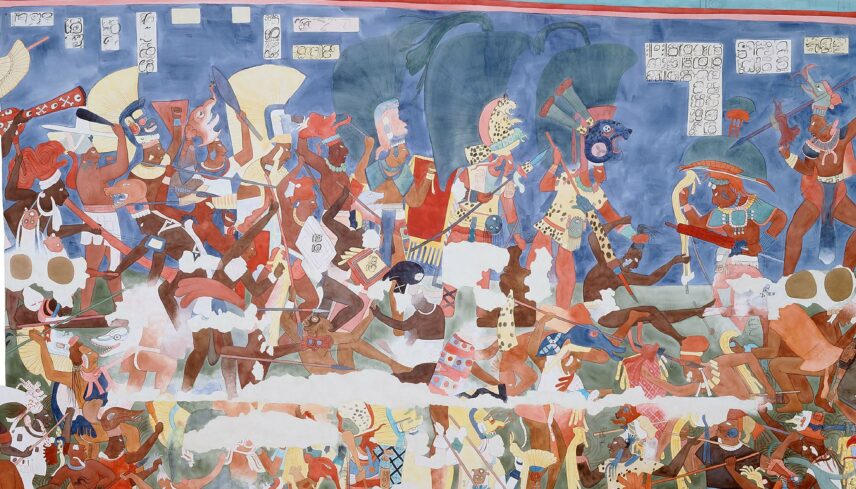 Photograph of a Classic Maya wall mural