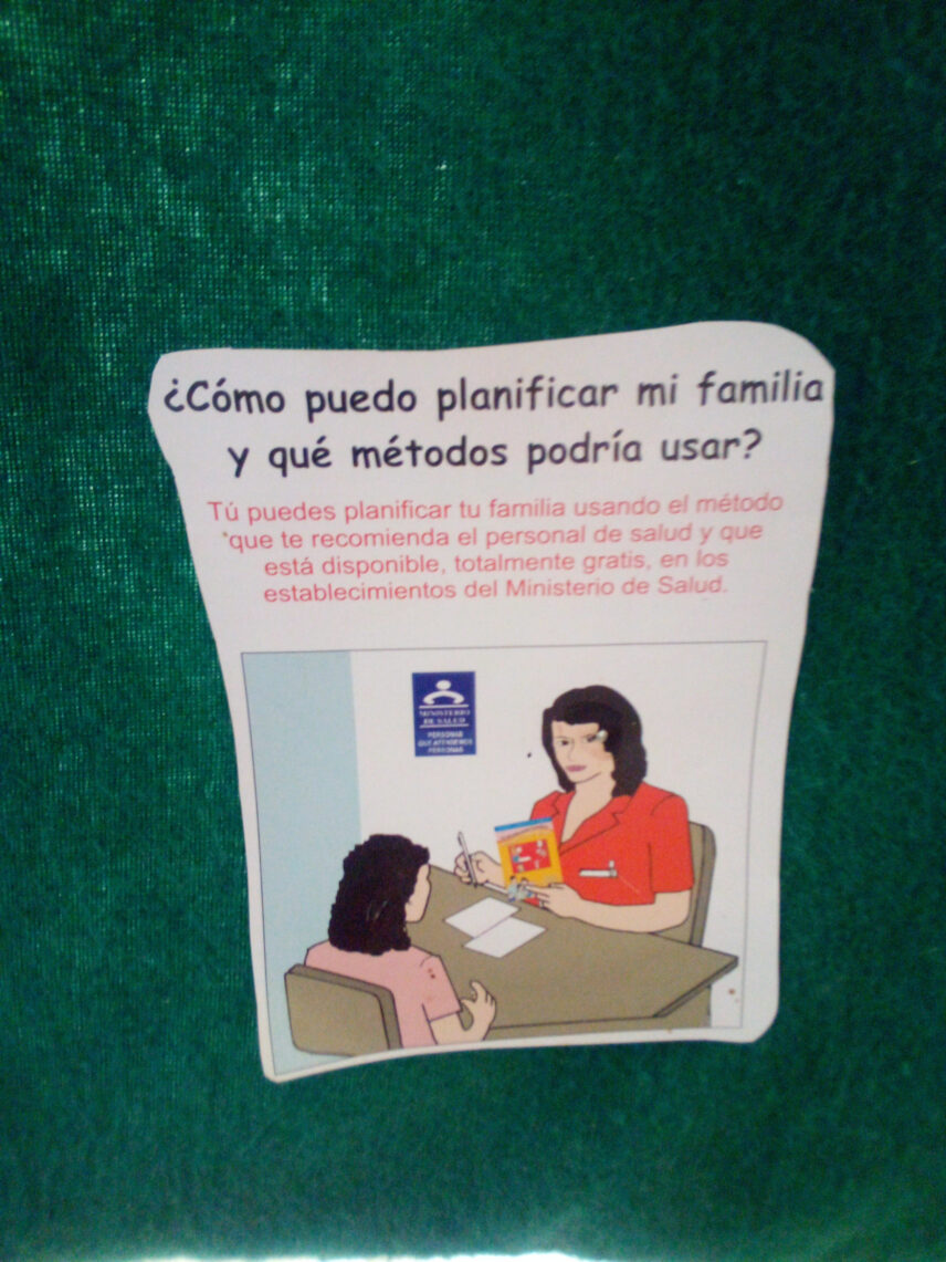 Infographic about family planning options posted on a rural health post’s information board.