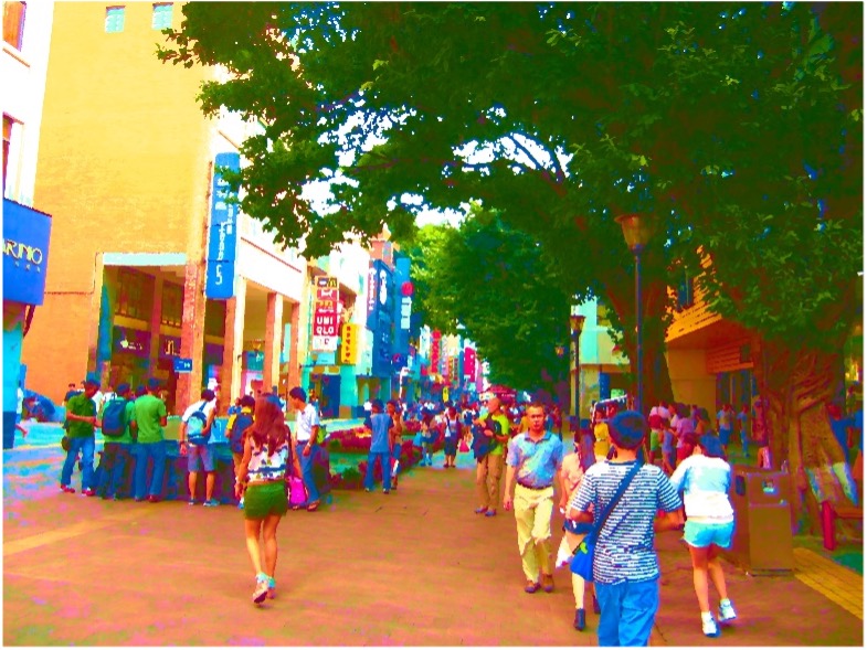 Photograph of Guangzhou's Beijing Road shopping street during day time.