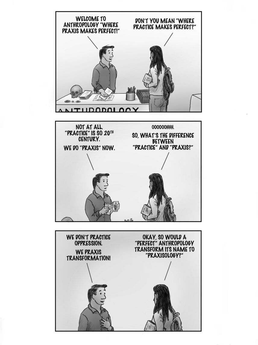 Three-panel comic by Bernard Perley