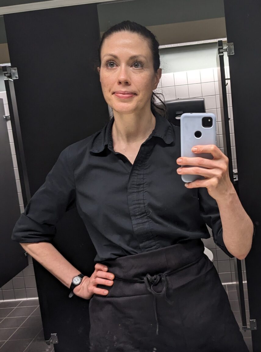 Bathroom selfie by the author during the party, with the hardest work already behind.