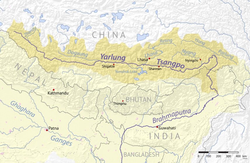 Map of the Yarlung Tsangpo / Brahmaputra / Jamuna
