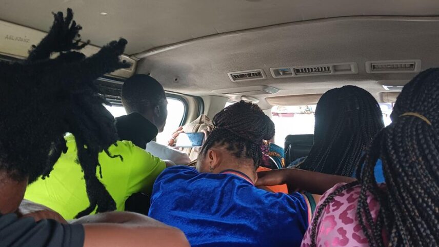 interior view of a crowded minivan