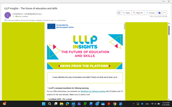 Screenshot of email newsletter “LLLP Insights.”
