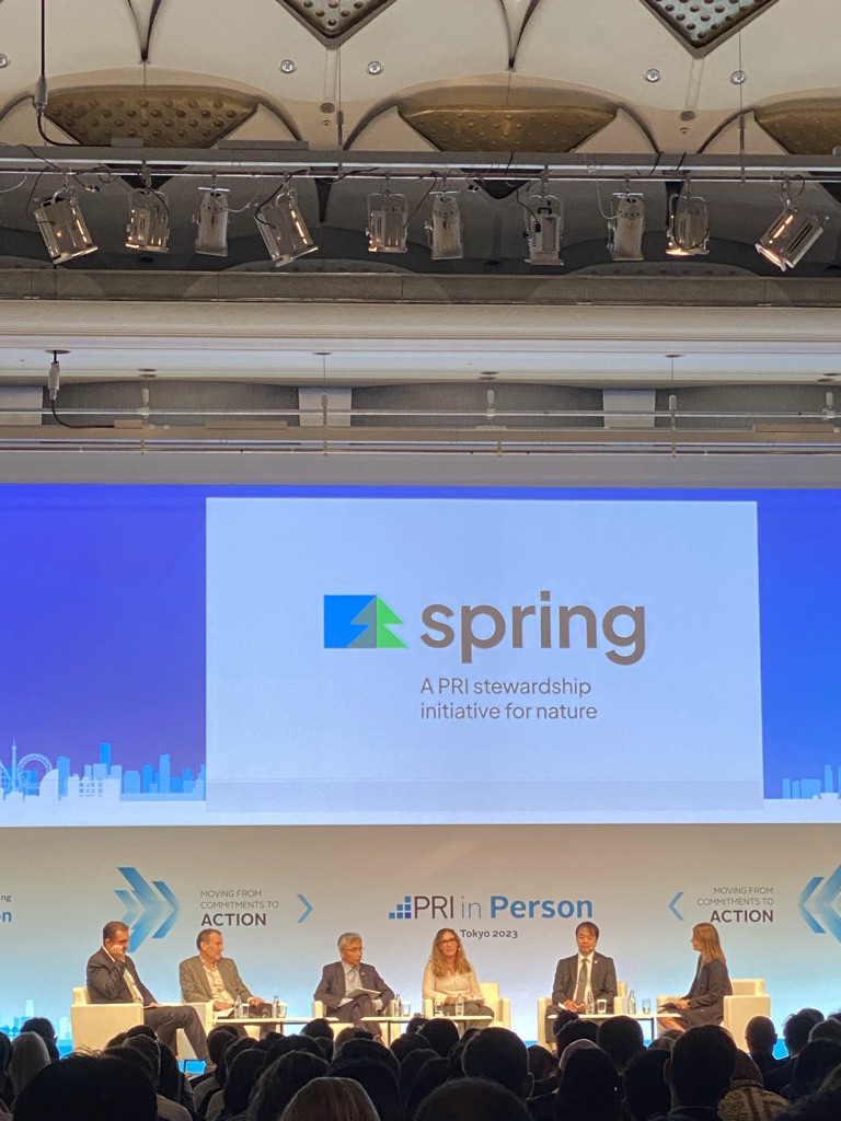 Spring, PRI’s stewardship initiative for nature, was launched at PRI in Person Tokyo 2023, in a session bringing together investment professionals, members of civil-society organizations, and experts from nature and financial disclosure standard-setting bodies.